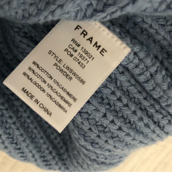 Frame Denim Drop Needle Cotton-Cashmere Sweater Powder Blue - Picture 8 of 8